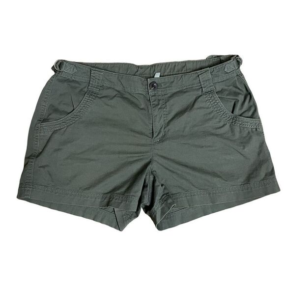 Athleta Jasper Green Organic Cotton Shorts w/Side Buckles (Size: 14) - Picture 1 of 16